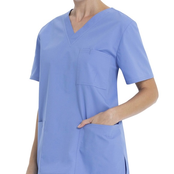 Scrub Star Unisex V Neck Top Size Medium Blue Core essentials Collection New - Picture 6 of 8